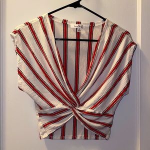 Red and white crop top